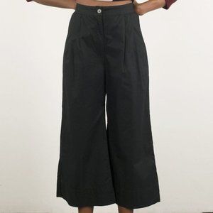 Wide Leg Women's Crop Pants - Black